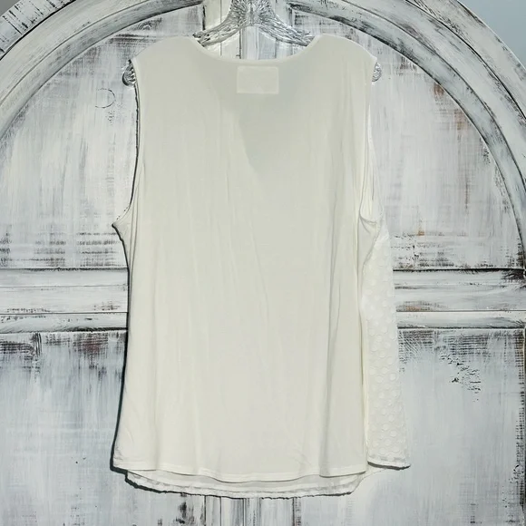 Market & Spruce White Tank Top Womens 3X With White Dot Accents - Picture 3 of 7